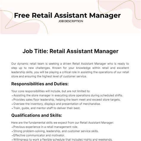 retail assistant management.